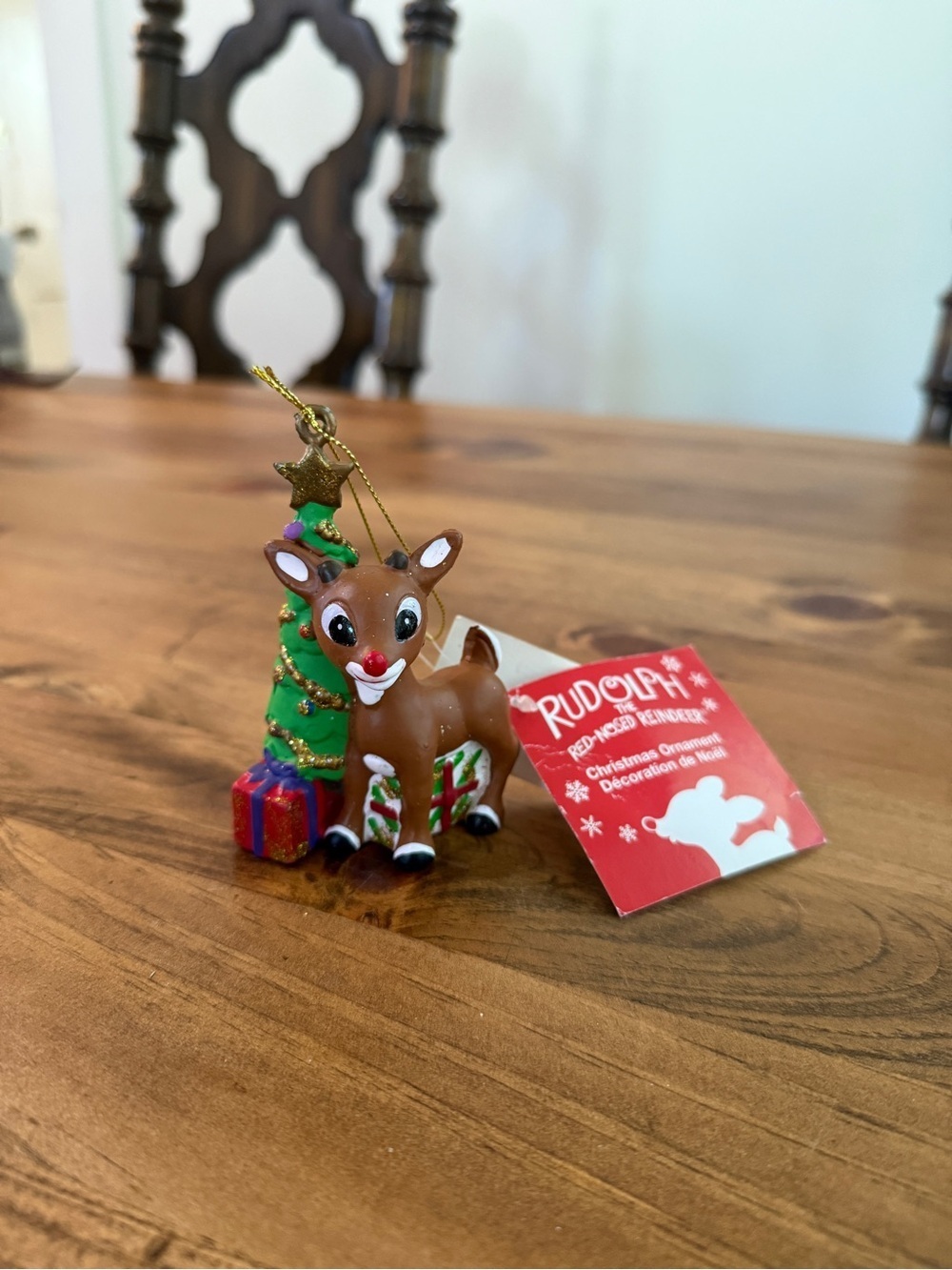 Rudolph Reindeer Christmas Tree Ornament - Brown & Green